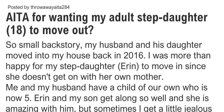 AITA for wanting my adult step-daughter (18) to move out? - New Dreamy